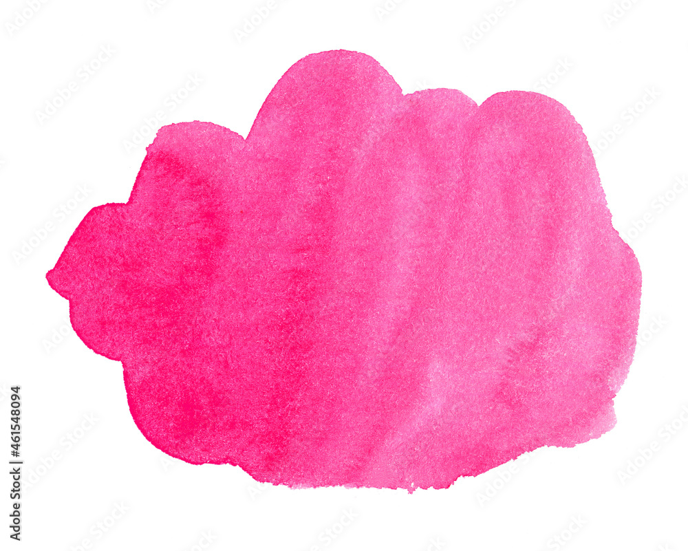 Abstract pink watercolor shape as a background isolated on white. Watercolor clip art for your design	
