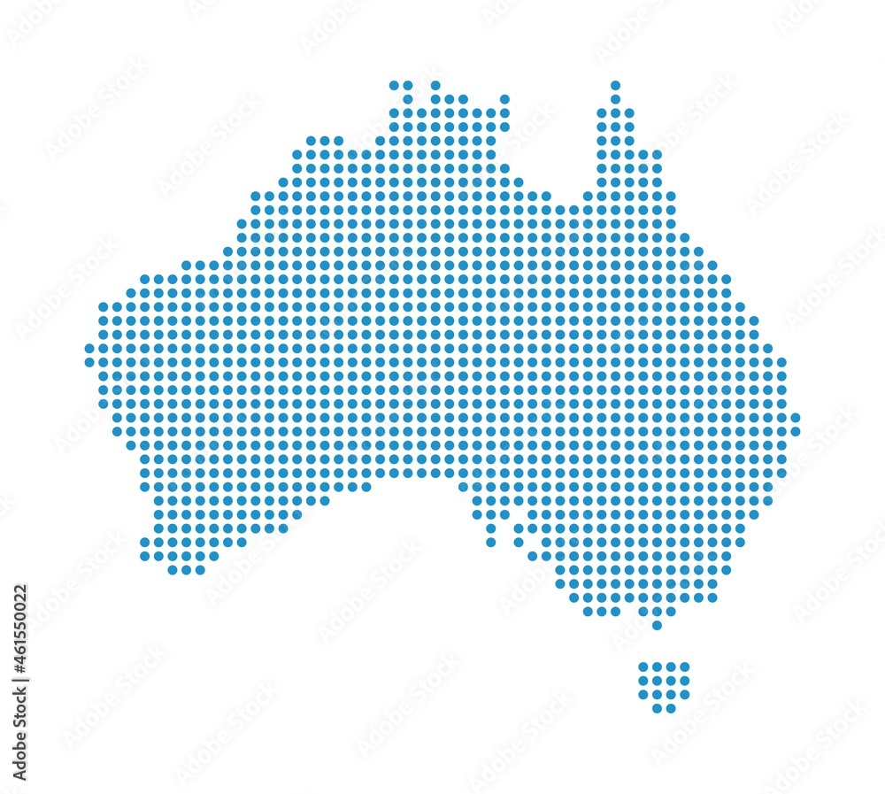 Outline map of Australia from dots