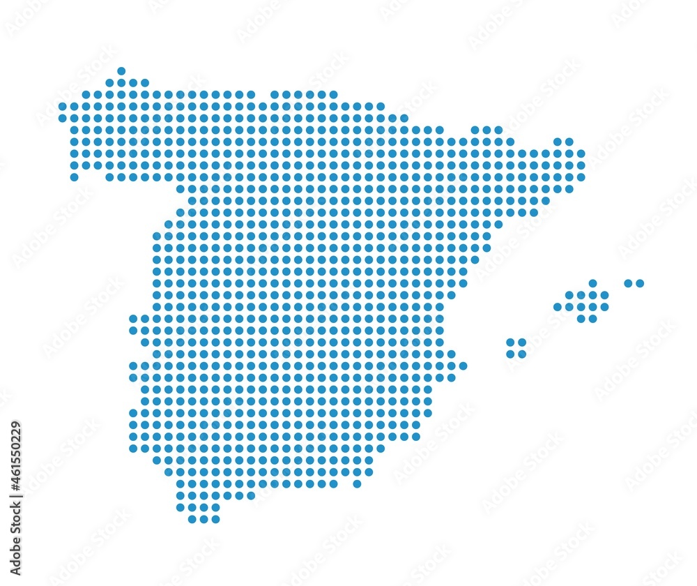 Fototapeta premium Outline map of Spain from dots