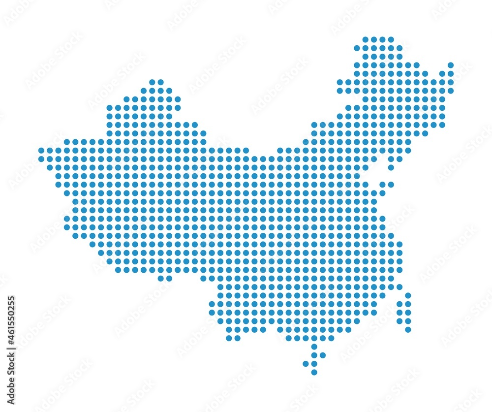 Outline map of China from dots