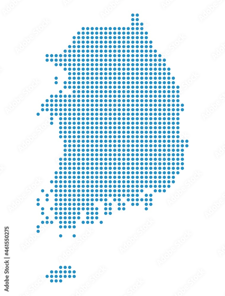 Outline map of South Korea from dots