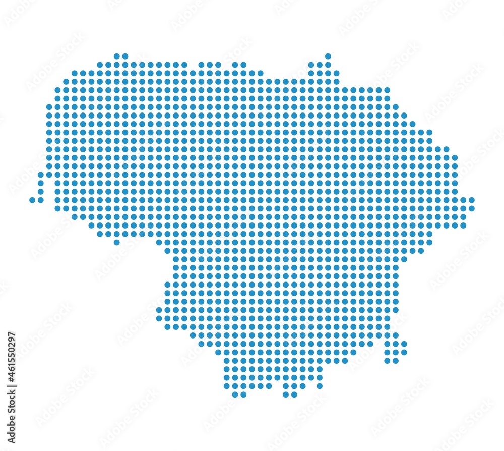 Outline map of Lithuania from dot
