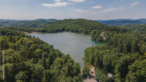 Aerial view of Lake Pocuvadlo in the locality of Banska Stiavnica in Slovakia