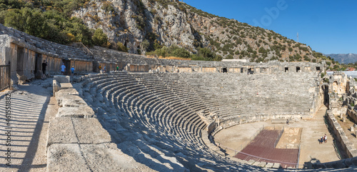 Panoramic view of Antique Roman Theater in the ancient city of Myra at Lycia region, Antalya Turkey.