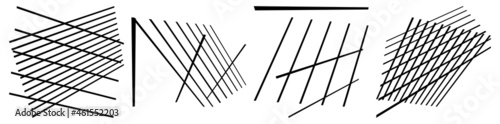 Set pf 3d ,spatial grids, meshes. Interlace, interlocking, intersecting lines in perspective. Abstract grating, trellis, lattice, netting