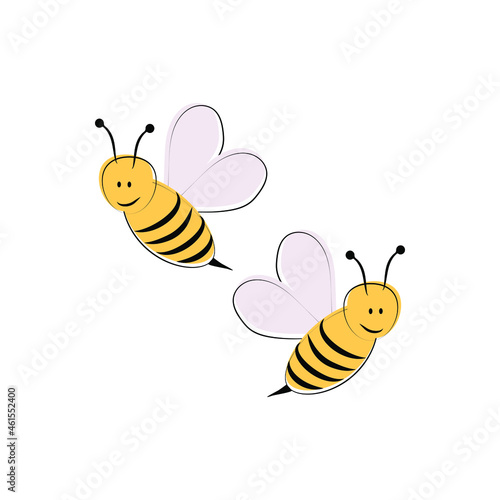Obraz na płótnie Cute bees isolated on white background, vector illustration w salonie