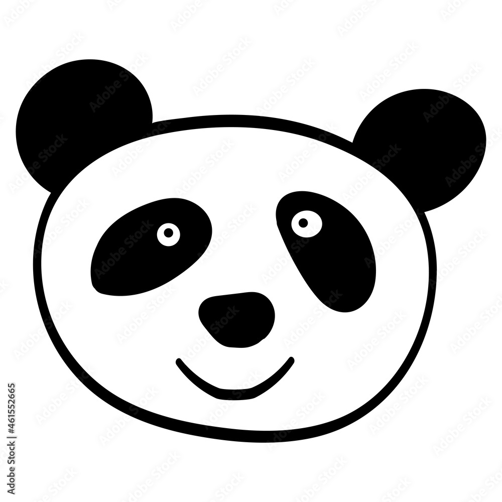 Bamboo Panda Bear smiles, Doodle animal head