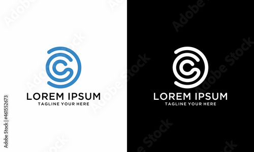 Connect logo design, Letter c vector illustration on a black and white background.