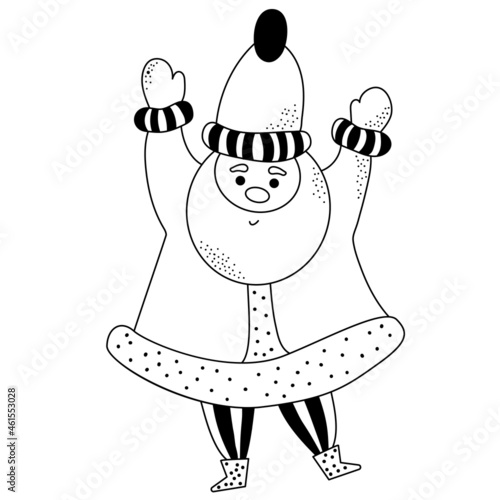 Happy Santa Claus. Outline. decorative Vector illustration for christmas and new year decor, design, printing and decoration