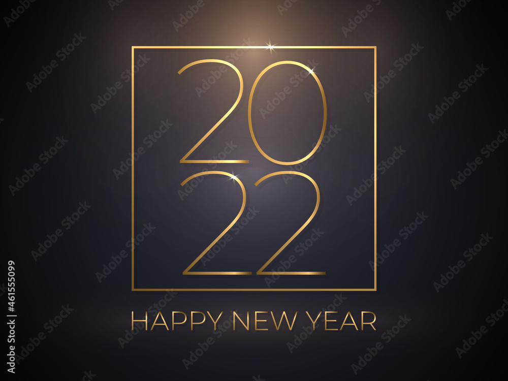 Happy new 2022 year elegant gold text on gradient black luxury ...
