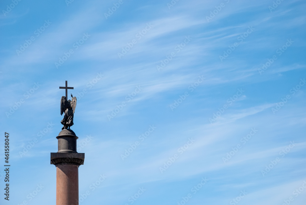 St. Petersburg. Alexander column against the background of the blue sky.