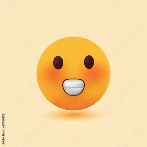 3D realistic cute grinning emoji vector cartoon illustration