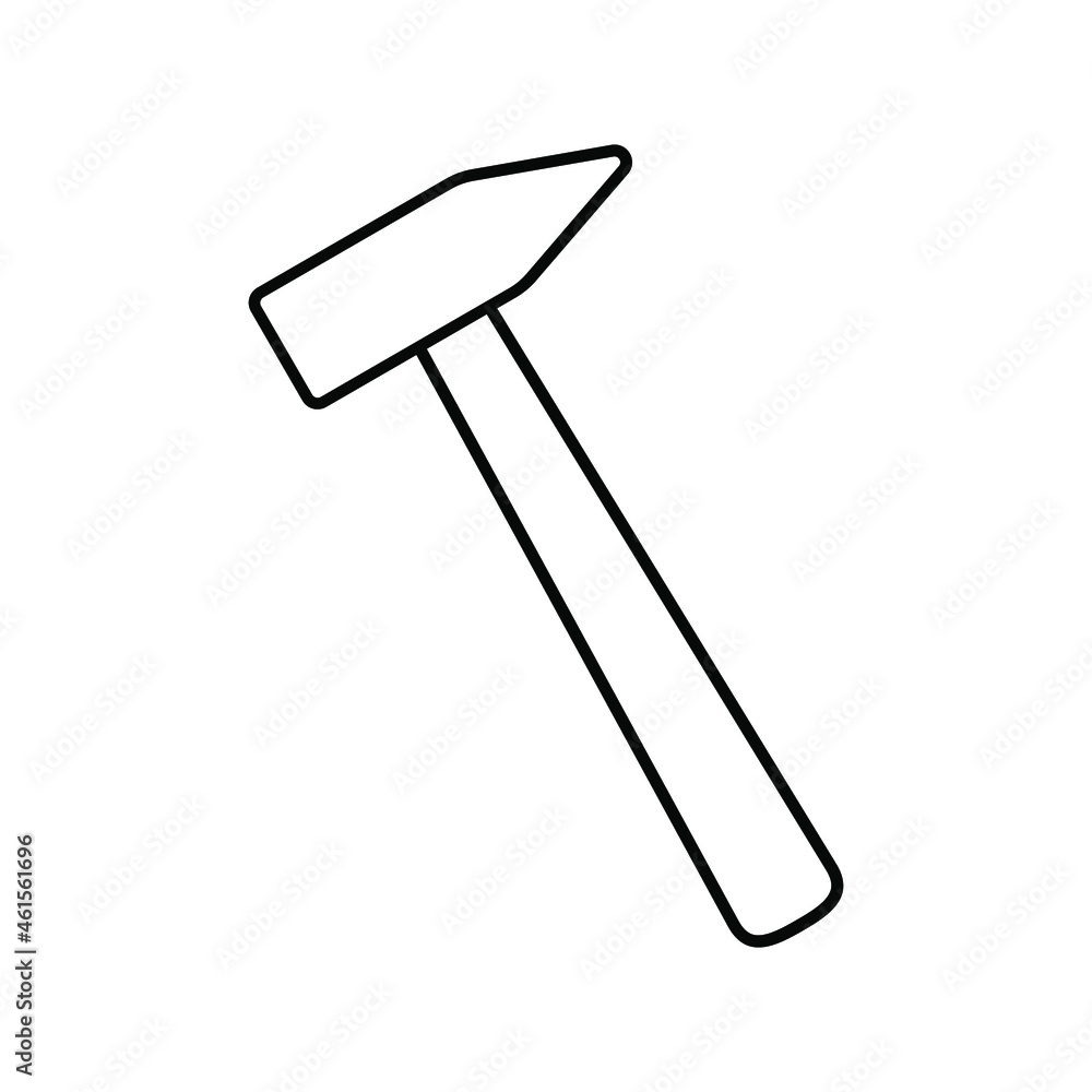 Hammer icon. Vector illustration. Black linear hammer icon. Hammer icon. Vector illustration. Black linear hammer icon.