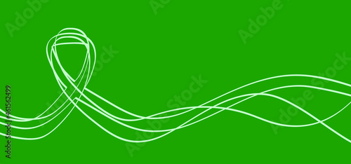 Hope, emerald green ribbon for scoliosis, mental health symbol and transplantation, organ donation. Liver cancer awareness day or month.  Solidarity or support concept. transplant, organ donors.