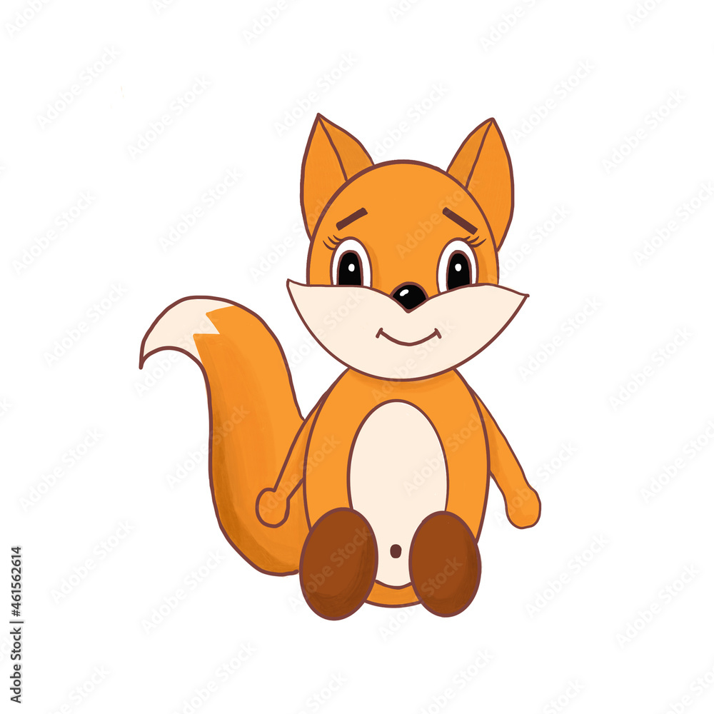 illustration of chanterelle orange character sitting