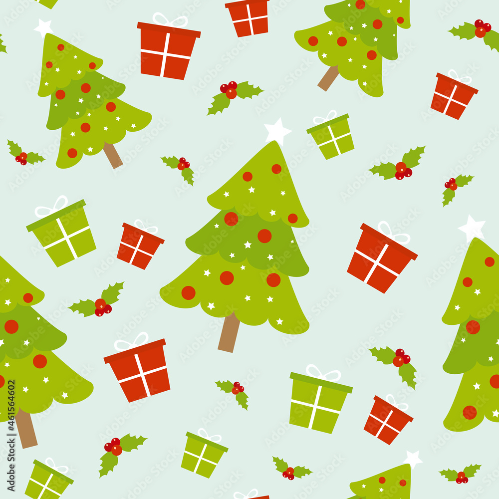Winter seamless pattern with Christmas tree. Vector illustration.