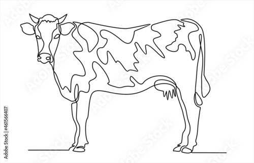 Cow. Continuous line. One line drawing vector illustration