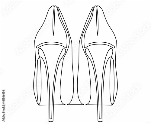 Women's high-heeled shoes, back view. Vector line icon-continuous line drawing