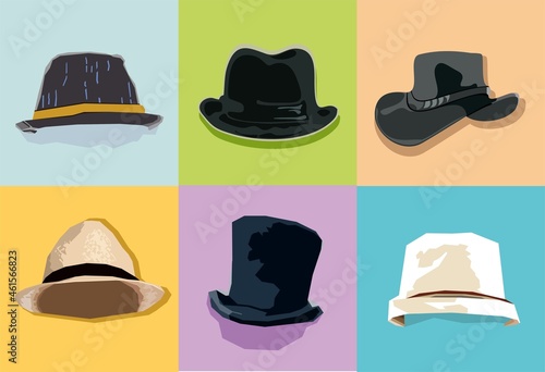 hats, set. Flat design vector illustration concepts.