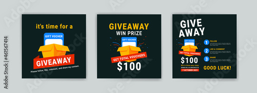 Giveaway poster template design for social media post or website banner.