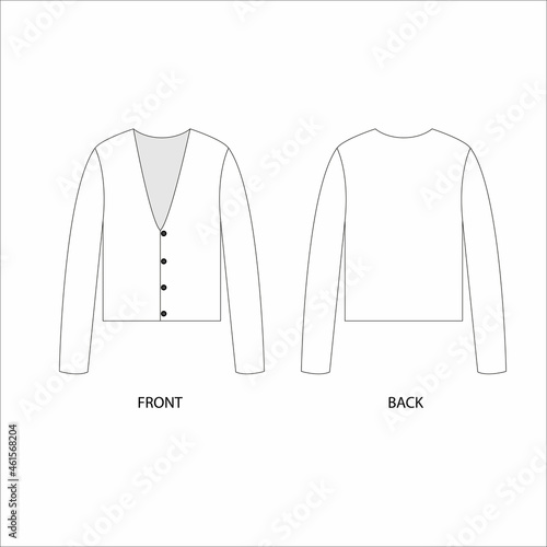Vector illustration of a cardigan. Cardigan with buttons design template.