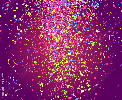 Confetti. Bright explosion. Firework. Texture with glitters. Geometric background. Pattern for design. Print for banners  posters and textiles. Greeting cards