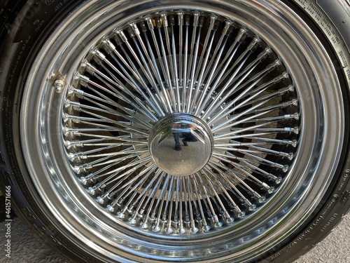 Alloy wheels for retro cars. Sample car wheels photo