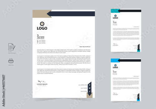 Corporate Modern Abstract Business Letterhead Vector Design Template