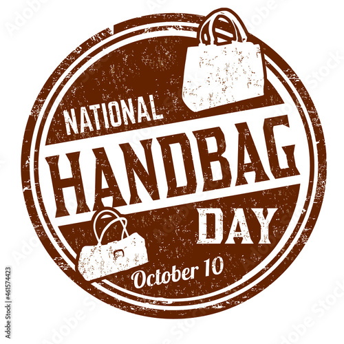 National handbag day grunge rubber stamp on white background, vector illustration