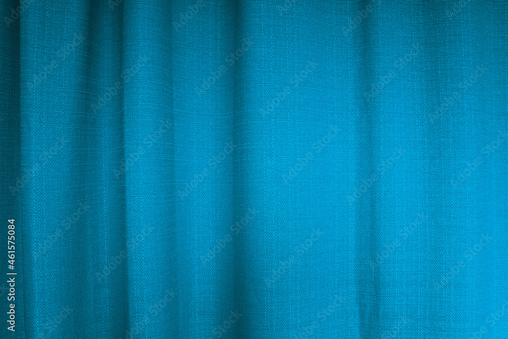 Fototapeta premium Fabric blue curtains with folds . Abstract background, curtain, drapes blue fabric.