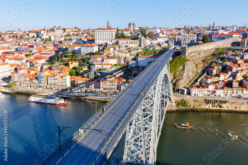Porto Portugal with bridge Ponte Dom Luis I Douro river town travel