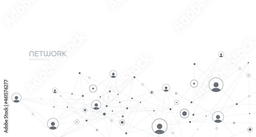 Network background. Connections with points, lines, and people icons. Vector illustration