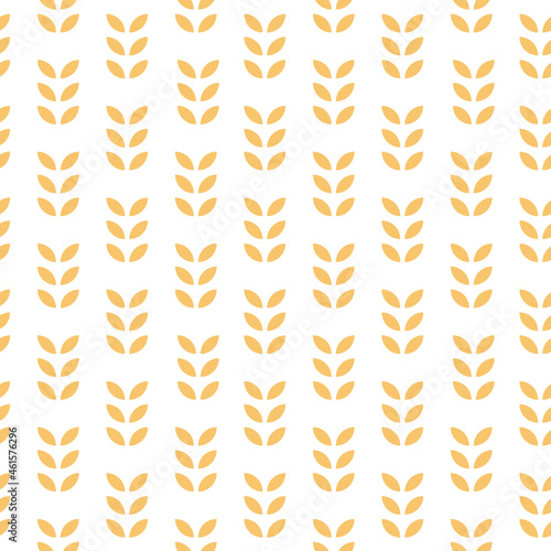 Seamless geometric pattern. Oats, wheat, grain, rice background, fox. Vector illustration