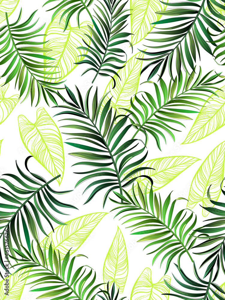 Tropical leaves vector pattern. summer botanical illustration for clothes, cover, print, illustration design. Tropical leaves vector pattern. summer botanical illustration for clothes, cover, print, illustration design.