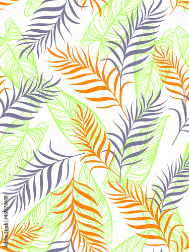Tropical leaves vector pattern. summer botanical illustration for clothes  cover  print  illustration design. 