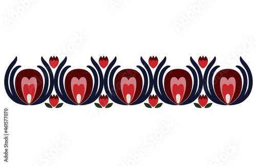 Folk art border vector illustration embroidery fall autumn layout