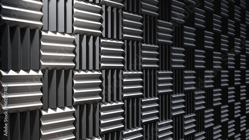 Black and white acoustic foam background in perspective. 3d illustration photo