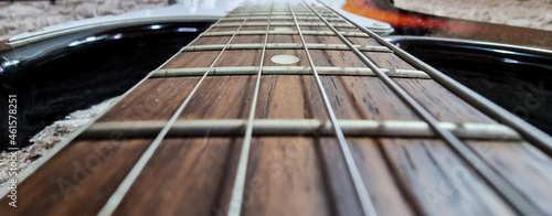 Photography Horizontal Guitar Frets and Strings in One Point Perspective.