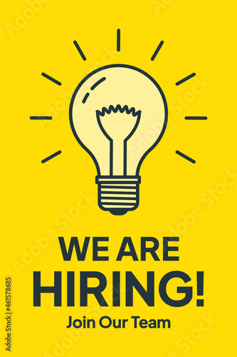We Are Hiring.The business concept of search and recruitment.