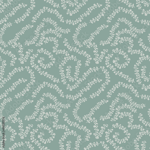 muted green branches seamless vector farmhouse pattern