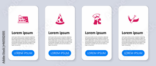 Set Gondola boat, Roman army helmet, Slice of pizza and Coliseum. Business infographic template. Vector