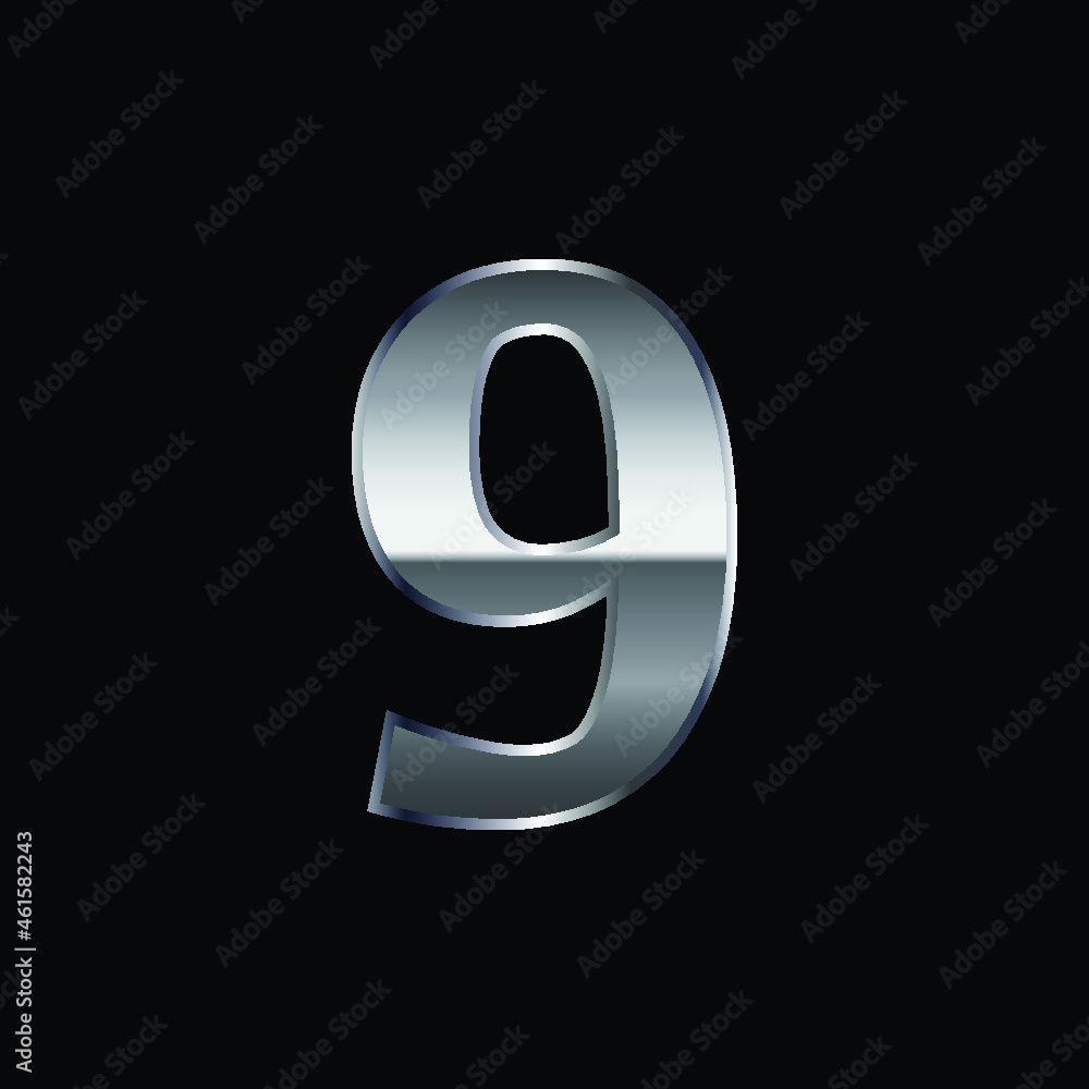 3d Metal numbers - number 9 3d Metal numbers - number 9