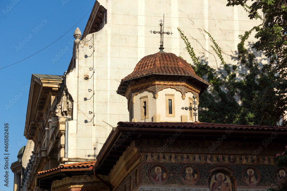 Obraz premium Stavropoleos Monastery Church at old town of city of Bucharest, Romania