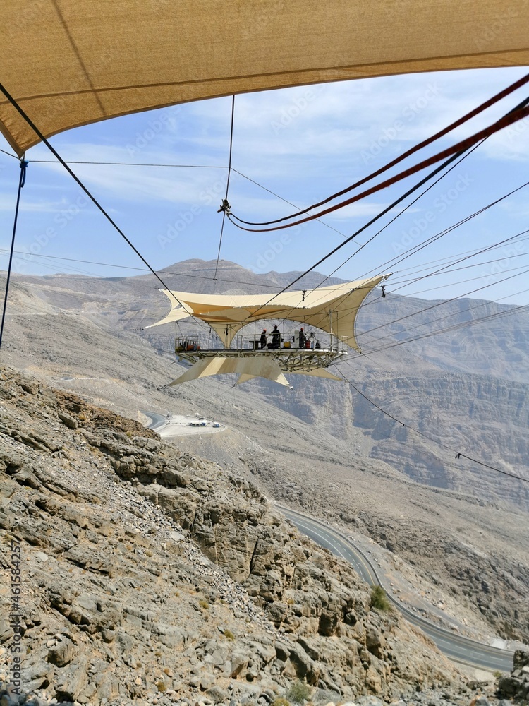 Zipline Jebel Jais in Ras al Khaimah, mountain, ZEA