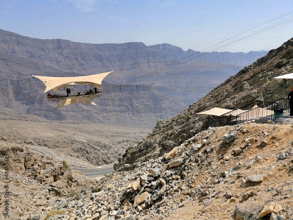 Zipline Jebel Jais in Ras al Khaimah, mountain, ZEA