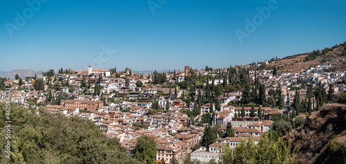Panoramic view of the Albaicin quarter in Granada, Spain