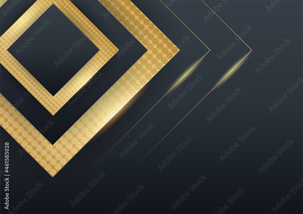 Fototapeta premium Black gold background overlap dimension abstract geometric modern. Vector illustration