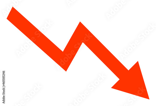 Falling trend arrow icon with flat style. Isolated vector falling trend arrow icon illustrations, simple style.