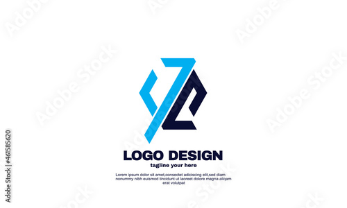abstract best idea simple company business logo design vector blue navy color