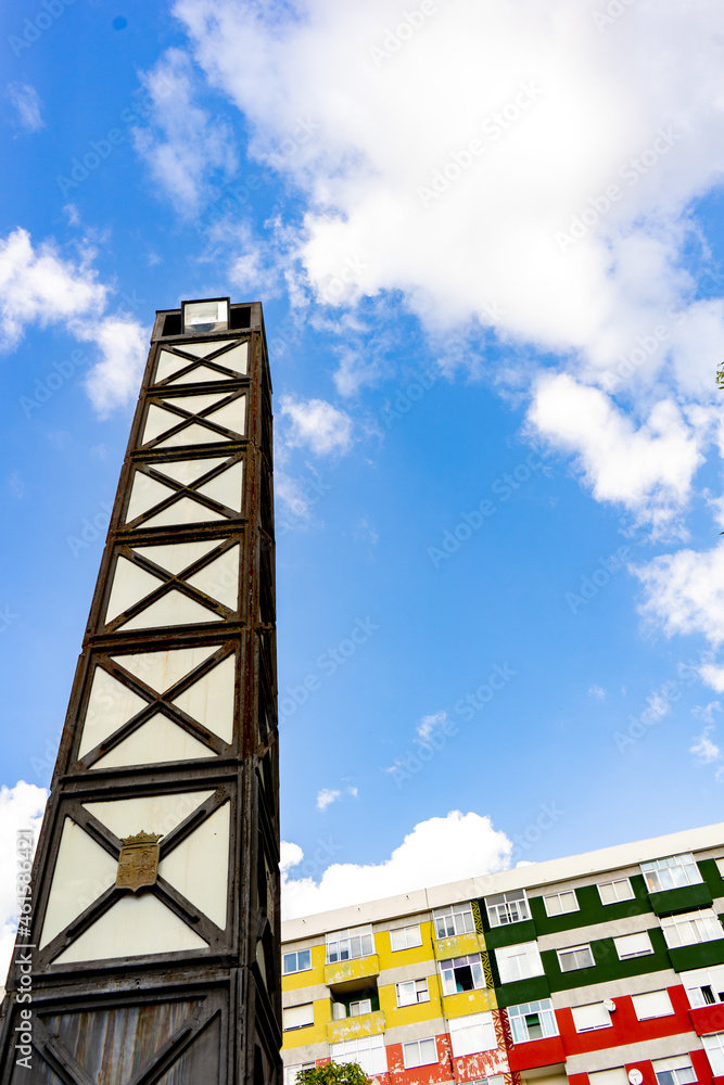 streetlight in the form of a metal monolith